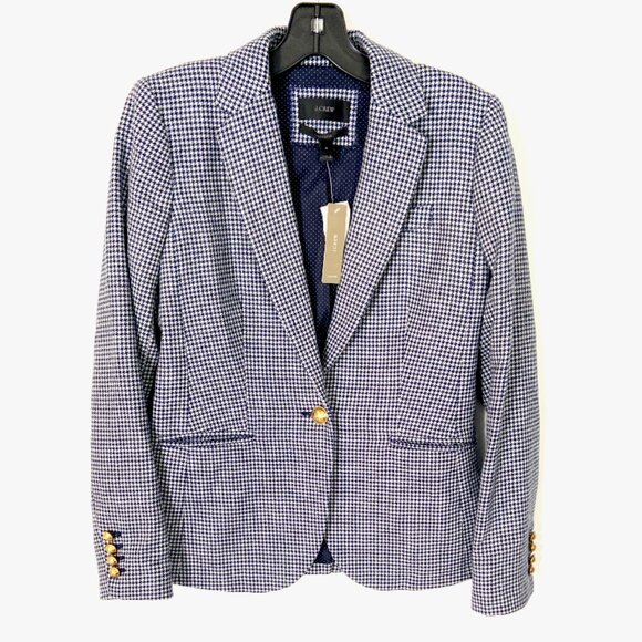 Nwt J Crew Wool Houndstooth plaid Campbell Blazer - Picture 2 of 6